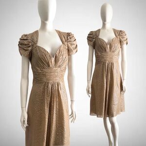 Vintage 1990s BETSEY JOHNSON New York Gold Cotton Lurex Dress 8
